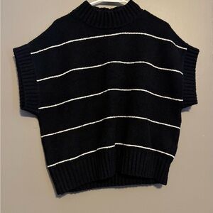 Frank And Oak Black and White Striped Women's Sweater
